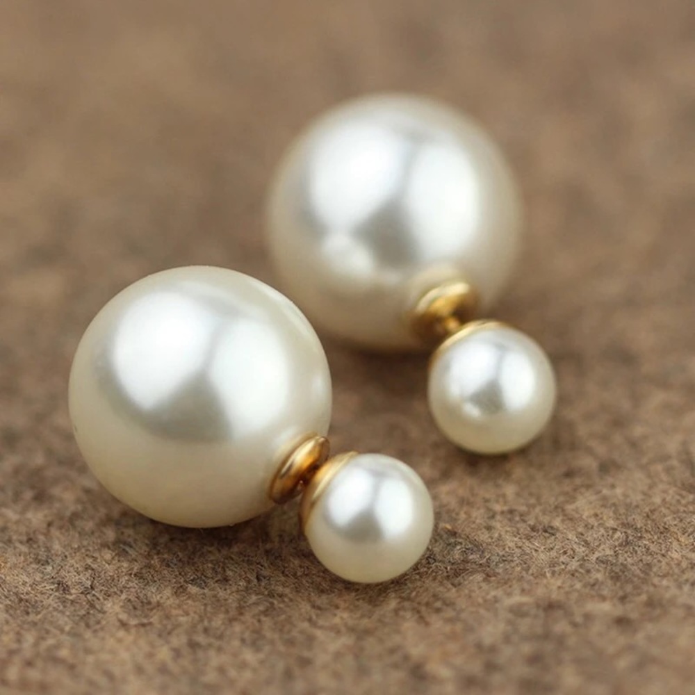 Double sided simulated pearl earrings